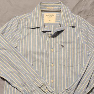 Button Down  Long Sleeve Striped Blue Muscle